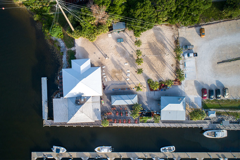 Oar House aerial view from overhead